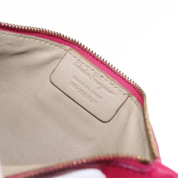 Salvatore Ferragamo Gancini Hand Bag Leather Pink Gold